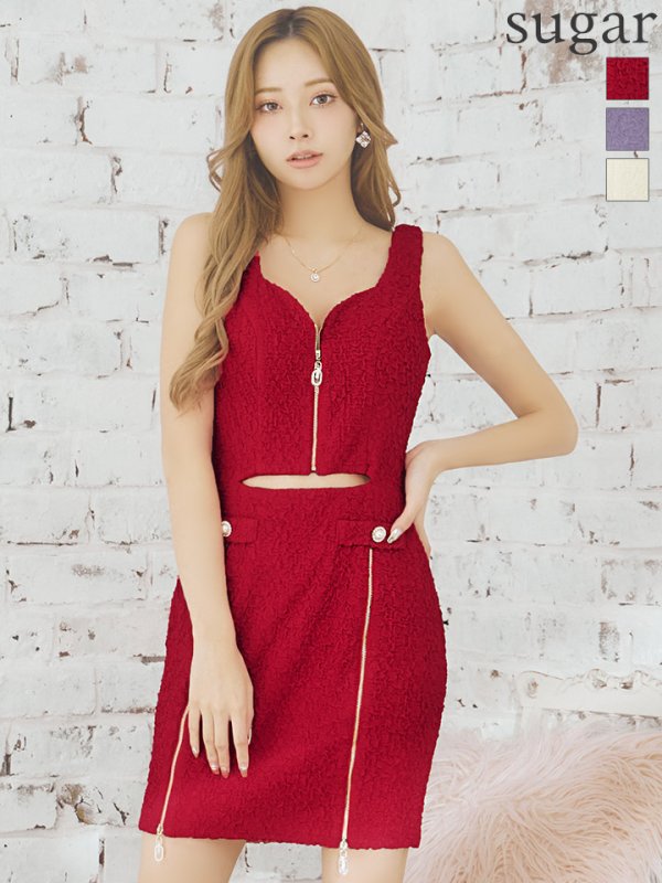 画像6: XSサイズあり【IRMA/イルマ】ウエストカット/ フロントジップ/ ノースリーブ/ ワンカラー/ タイト/ ミニドレス/ キャバドレス【HC02】