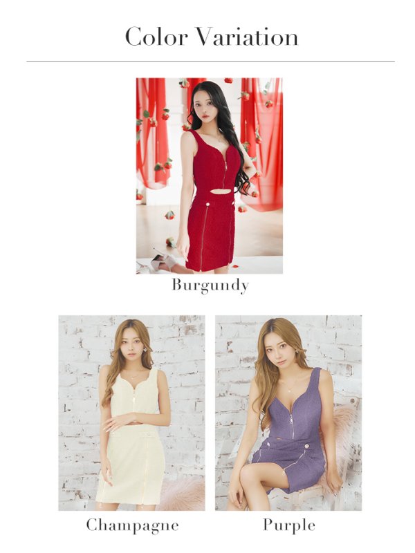 画像31: XSサイズあり【IRMA/イルマ】ウエストカット/ フロントジップ/ ノースリーブ/ ワンカラー/ タイト/ ミニドレス/ キャバドレス【HC02】