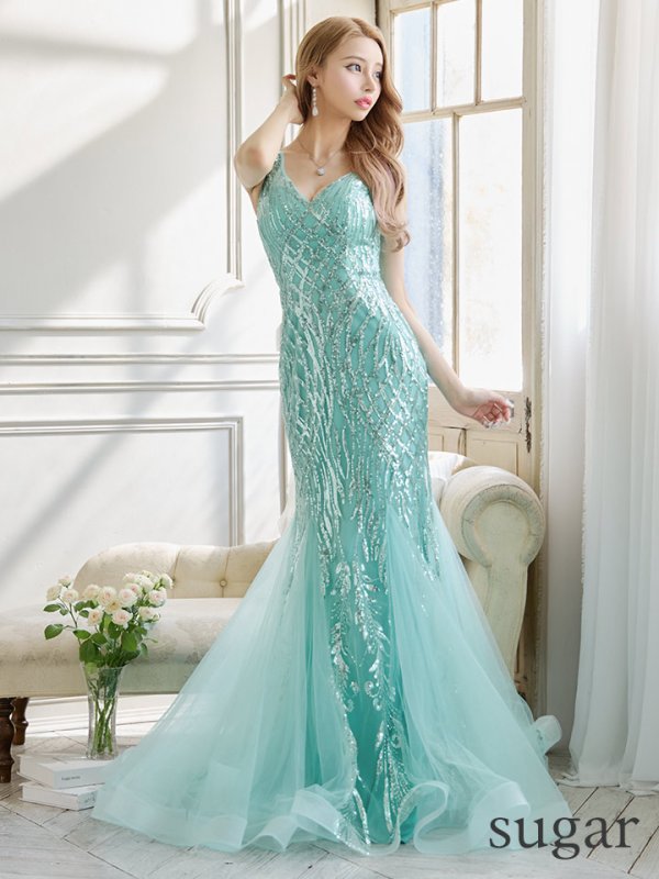 画像15: 【JEAN MACLEAN/ジャンマクレーン】 マーメイド/ ワンカラー/ スパンコール刺繍/ ラメ/ スピンドル/ ロングドレス/ キャバドレスlong[OF2A]