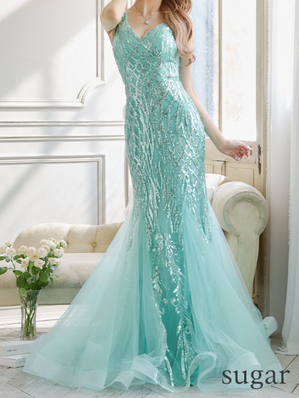 画像16: 【JEAN MACLEAN/ジャンマクレーン】 マーメイド/ ワンカラー/ スパンコール刺繍/ ラメ/ スピンドル/ ロングドレス/ キャバドレスlong[OF2A]