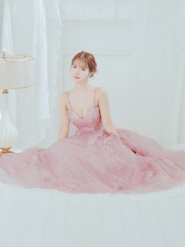 画像12: Lサイズあり【JEAN MACLEAN/ジャンマクレーン】刺繍/ チュール/ キャミソール/ Aライン/ フレア/ ロングドレス/ キャバドレス long[OF2A]