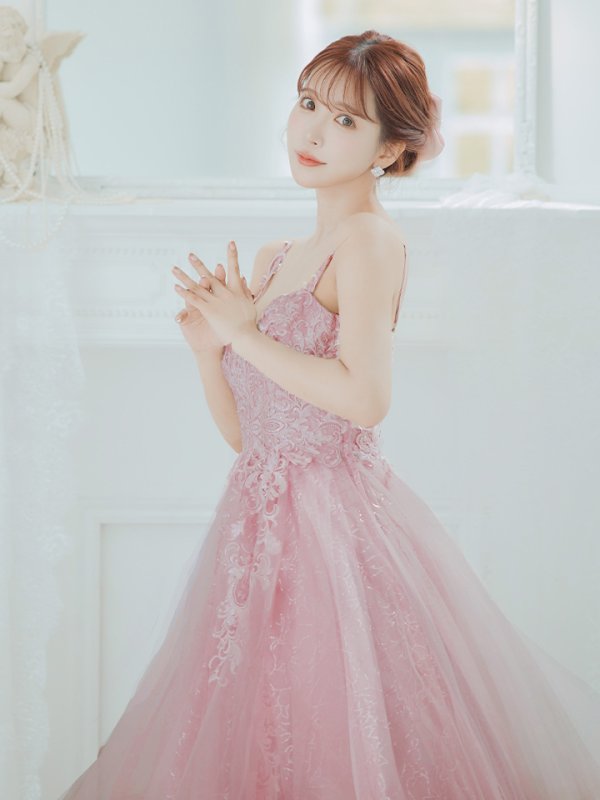 画像14: Lサイズあり【JEAN MACLEAN/ジャンマクレーン】刺繍/ チュール/ キャミソール/ Aライン/ フレア/ ロングドレス/ キャバドレス long[OF2A]