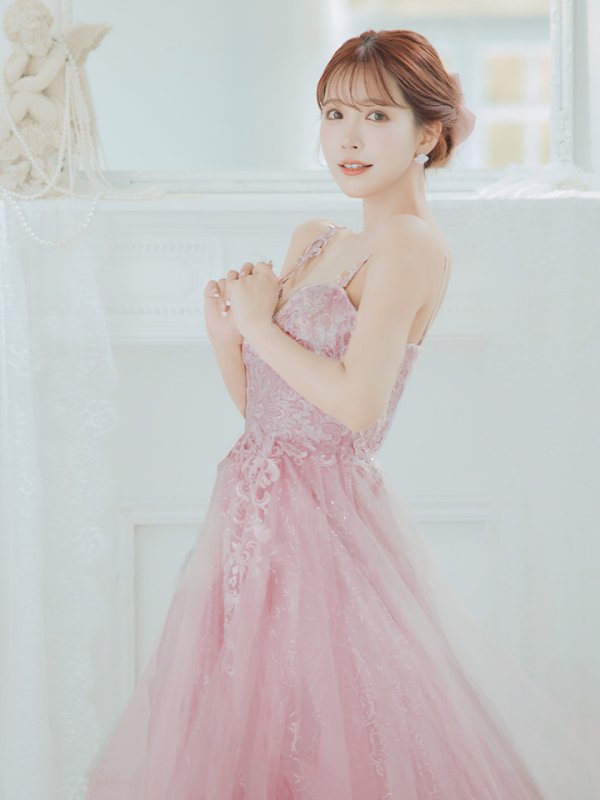 画像15: Lサイズあり【JEAN MACLEAN/ジャンマクレーン】刺繍/ チュール/ キャミソール/ Aライン/ フレア/ ロングドレス/ キャバドレス long[OF2A]