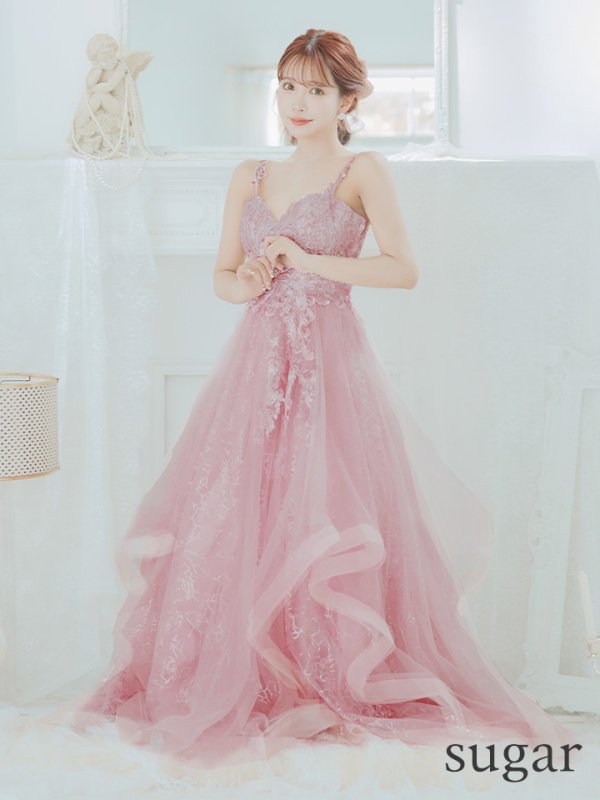 画像16: Lサイズあり【JEAN MACLEAN/ジャンマクレーン】刺繍/ チュール/ キャミソール/ Aライン/ フレア/ ロングドレス/ キャバドレス long[OF2A]