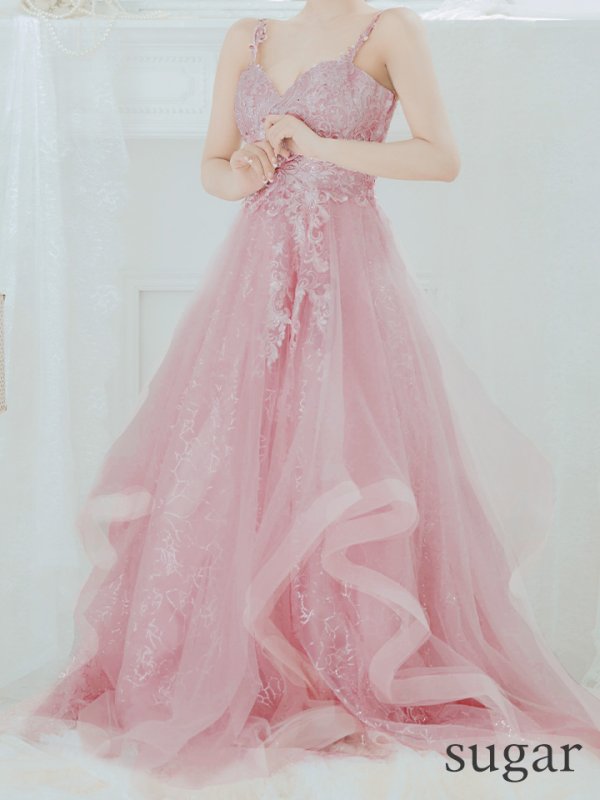 画像17: Lサイズあり【JEAN MACLEAN/ジャンマクレーン】刺繍/ チュール/ キャミソール/ Aライン/ フレア/ ロングドレス/ キャバドレス long[OF2A]