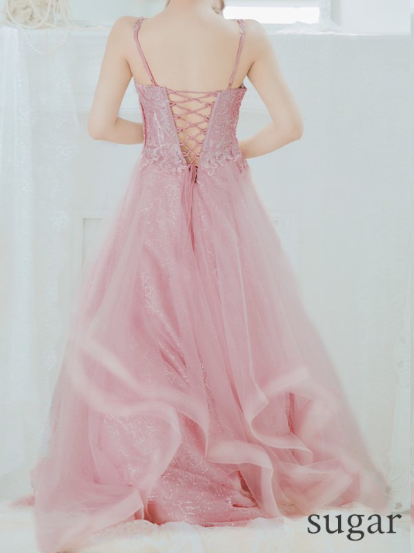 画像18: Lサイズあり【JEAN MACLEAN/ジャンマクレーン】刺繍/ チュール/ キャミソール/ Aライン/ フレア/ ロングドレス/ キャバドレス long[OF2A]