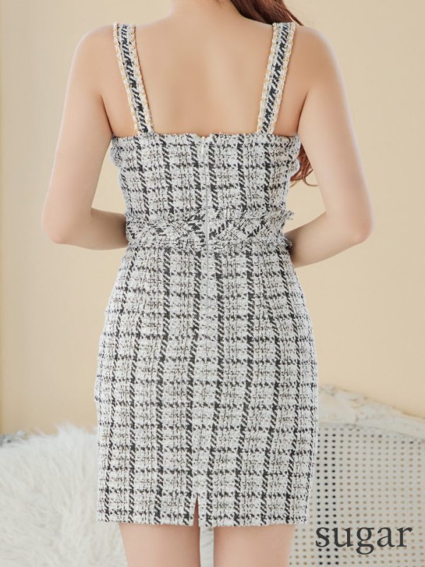 画像17: XSサイズあり【IRMA/イルマ】ツイードチェック/ ジップ/ ノースリーブ/ ニット/ タイト/ ミニドレス/ キャバドレス【HC02】