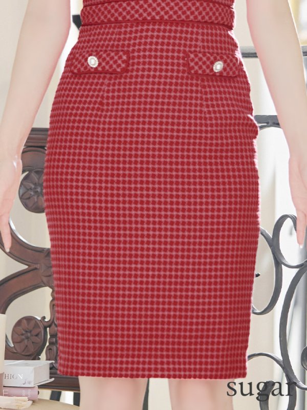 画像12: Lサイズあり【JEAN MACLEAN/ジャンマクレーン】ジャガード/ ボタン/ ストレッチ/ ノースリーブ/ タイト/ ミディアムドレス/ キャバドレス【HC02】