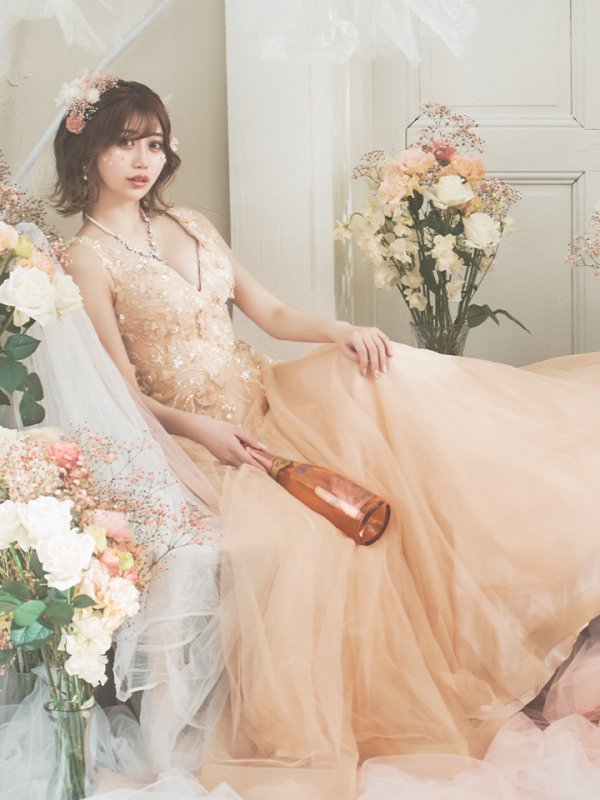 画像12: 【藤野みやび/関西コレクション着用】Lサイズあり【JEAN MACLEAN/ジャンマクレーン】ワンカラー/ 刺繍/ ネットレース/ ノースリーブ/ Aライン/ フレア/ ロングドレス/ キャバドレス long[OF2A]