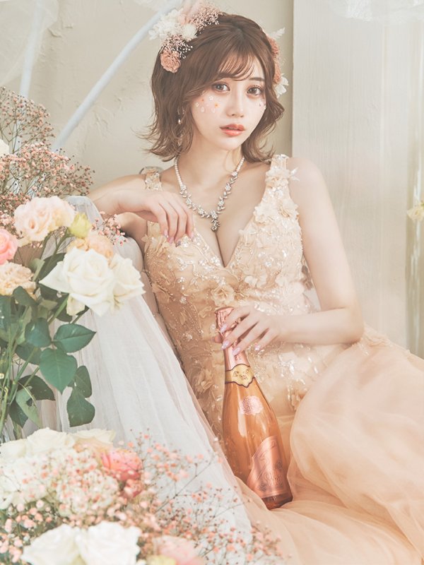 画像15: 【藤野みやび/関西コレクション着用】Lサイズあり【JEAN MACLEAN/ジャンマクレーン】ワンカラー/ 刺繍/ ネットレース/ ノースリーブ/ Aライン/ フレア/ ロングドレス/ キャバドレス long[OF2A]