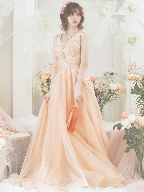 画像16: 【藤野みやび/関西コレクション着用】Lサイズあり【JEAN MACLEAN/ジャンマクレーン】ワンカラー/ 刺繍/ ネットレース/ ノースリーブ/ Aライン/ フレア/ ロングドレス/ キャバドレス long[OF2A]