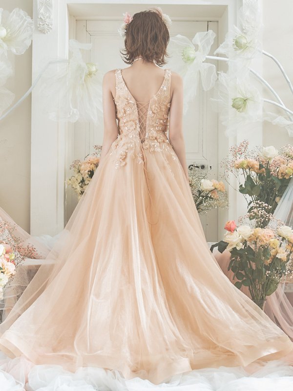 画像21: 【藤野みやび/関西コレクション着用】Lサイズあり【JEAN MACLEAN/ジャンマクレーン】ワンカラー/ 刺繍/ ネットレース/ ノースリーブ/ Aライン/ フレア/ ロングドレス/ キャバドレス long[OF2A]