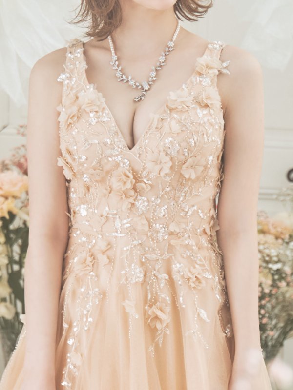 画像19: 【藤野みやび/関西コレクション着用】Lサイズあり【JEAN MACLEAN/ジャンマクレーン】ワンカラー/ 刺繍/ ネットレース/ ノースリーブ/ Aライン/ フレア/ ロングドレス/ キャバドレス long[OF2A]