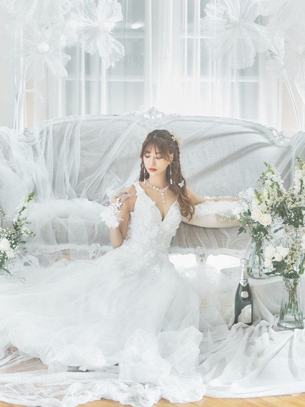 画像14: 【関西コレクション着用】Lサイズあり【JEAN MACLEAN/ジャンマクレーン】ワンカラー/ 刺繍/ ネットレース/ ノースリーブ/ Aライン/ フレア/ ロングドレス/ キャバドレス long[OF2A]