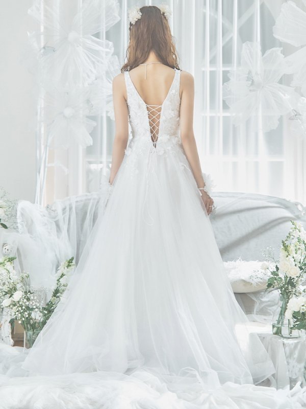 画像16: 【関西コレクション着用】Lサイズあり【JEAN MACLEAN/ジャンマクレーン】ワンカラー/ 刺繍/ ネットレース/ ノースリーブ/ Aライン/ フレア/ ロングドレス/ キャバドレス long[OF2A]