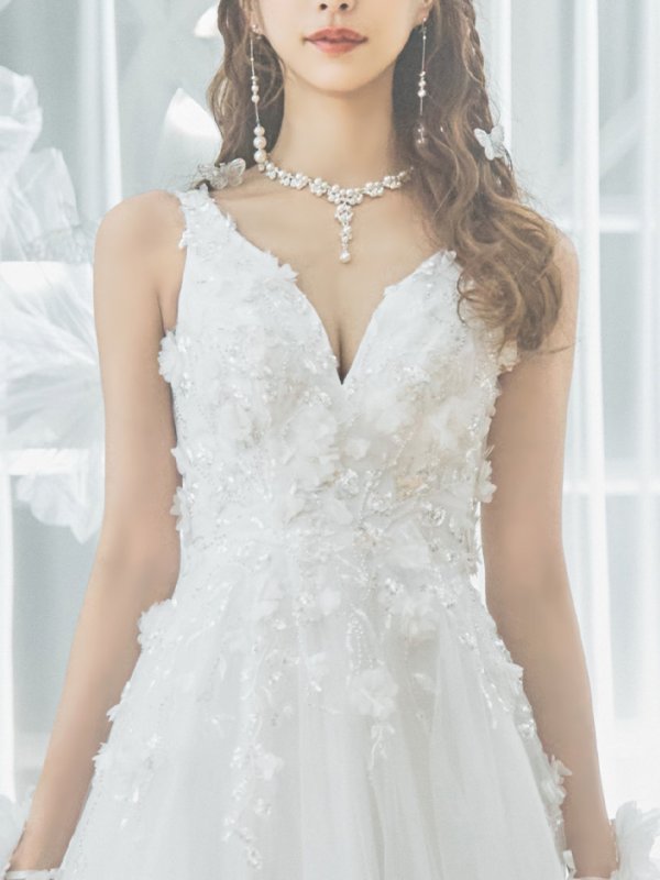 画像17: 【関西コレクション着用】Lサイズあり【JEAN MACLEAN/ジャンマクレーン】ワンカラー/ 刺繍/ ネットレース/ ノースリーブ/ Aライン/ フレア/ ロングドレス/ キャバドレス long[OF2A]