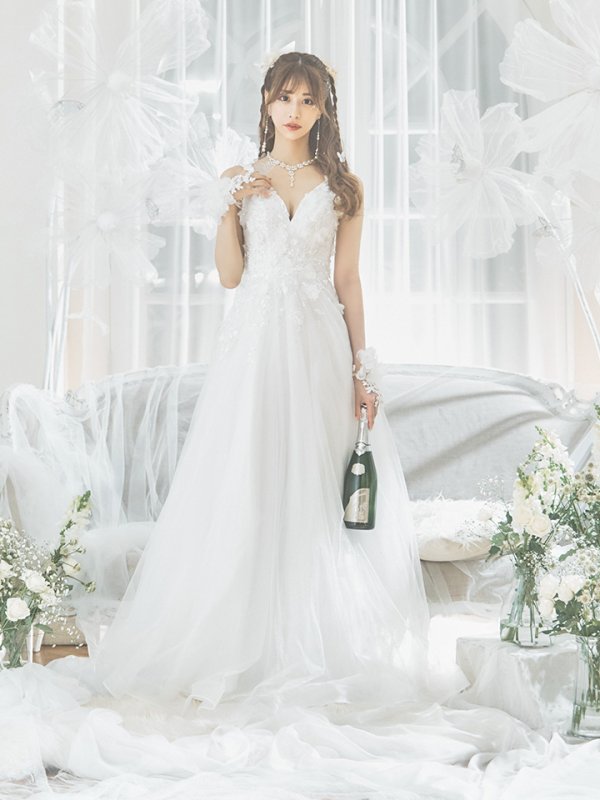 画像7: 【関西コレクション着用】Lサイズあり【JEAN MACLEAN/ジャンマクレーン】ワンカラー/ 刺繍/ ネットレース/ ノースリーブ/ Aライン/ フレア/ ロングドレス/ キャバドレス long[OF2A]