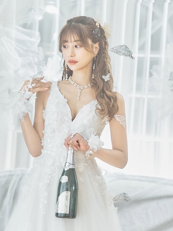 画像8: 【関西コレクション着用】Lサイズあり【JEAN MACLEAN/ジャンマクレーン】ワンカラー/ 刺繍/ ネットレース/ ノースリーブ/ Aライン/ フレア/ ロングドレス/ キャバドレス long[OF2A]