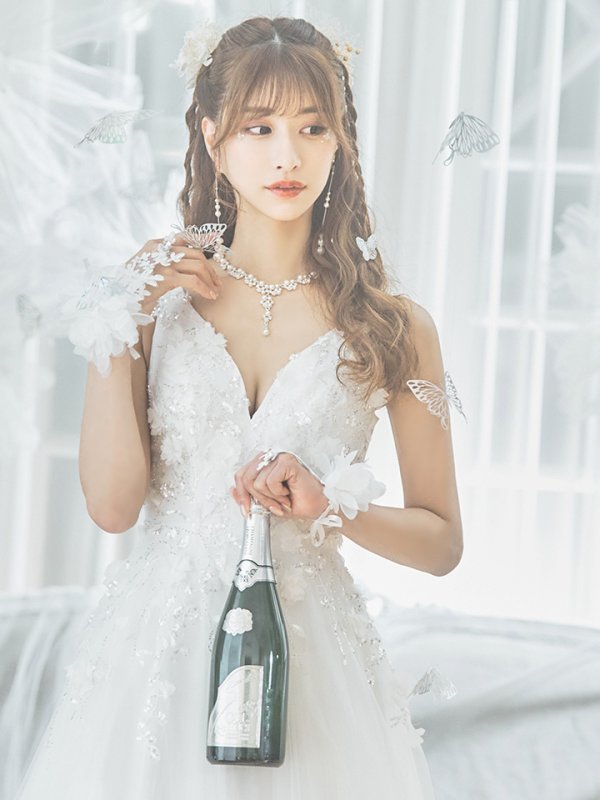 画像9: 【関西コレクション着用】Lサイズあり【JEAN MACLEAN/ジャンマクレーン】ワンカラー/ 刺繍/ ネットレース/ ノースリーブ/ Aライン/ フレア/ ロングドレス/ キャバドレス long[OF2A]