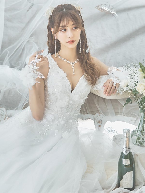 画像11: 【関西コレクション着用】Lサイズあり【JEAN MACLEAN/ジャンマクレーン】ワンカラー/ 刺繍/ ネットレース/ ノースリーブ/ Aライン/ フレア/ ロングドレス/ キャバドレス long[OF2A]