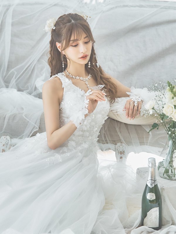 画像12: 【関西コレクション着用】Lサイズあり【JEAN MACLEAN/ジャンマクレーン】ワンカラー/ 刺繍/ ネットレース/ ノースリーブ/ Aライン/ フレア/ ロングドレス/ キャバドレス long[OF2A]