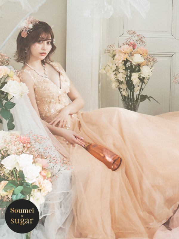 画像5: 【藤野みやび/関西コレクション着用】Lサイズあり【JEAN MACLEAN/ジャンマクレーン】ワンカラー/ 刺繍/ ネットレース/ ノースリーブ/ Aライン/ フレア/ ロングドレス/ キャバドレス long[OF2A]