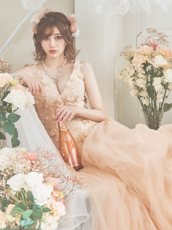 画像7: 【藤野みやび/関西コレクション着用】Lサイズあり【JEAN MACLEAN/ジャンマクレーン】ワンカラー/ 刺繍/ ネットレース/ ノースリーブ/ Aライン/ フレア/ ロングドレス/ キャバドレス long[OF2A]