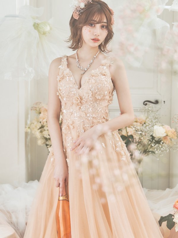 画像11: 【藤野みやび/関西コレクション着用】Lサイズあり【JEAN MACLEAN/ジャンマクレーン】ワンカラー/ 刺繍/ ネットレース/ ノースリーブ/ Aライン/ フレア/ ロングドレス/ キャバドレス long[OF2A]