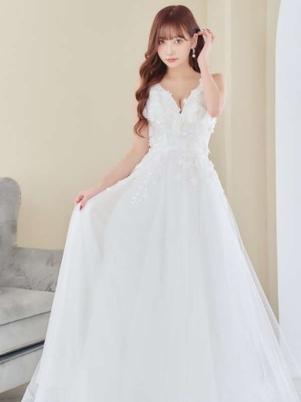 画像9: Lサイズあり【JEAN MACLEAN/ジャンマクレーン】ワンカラー/ 刺繍/ ネットレース/ ノースリーブ/ Aライン/ フレア/ ロングドレス/ キャバドレス long[OF2A]