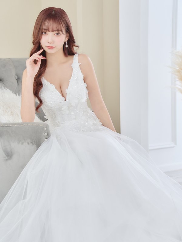 画像12: Lサイズあり【JEAN MACLEAN/ジャンマクレーン】ワンカラー/ 刺繍/ ネットレース/ ノースリーブ/ Aライン/ フレア/ ロングドレス/ キャバドレス long[OF2A]