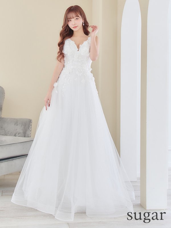 画像13: Lサイズあり【JEAN MACLEAN/ジャンマクレーン】ワンカラー/ 刺繍/ ネットレース/ ノースリーブ/ Aライン/ フレア/ ロングドレス/ キャバドレス long[OF2A]