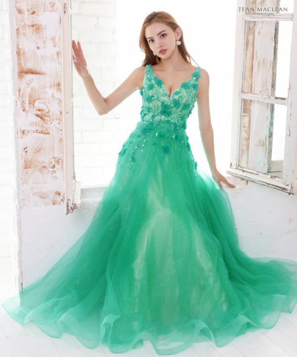 画像4: Lサイズあり【JEAN MACLEAN/ジャンマクレーン】ワンカラー/ 刺繍/ ネットレース/ ノースリーブ/ Aライン/ フレア/ ロングドレス/ キャバドレス long[OF2A]