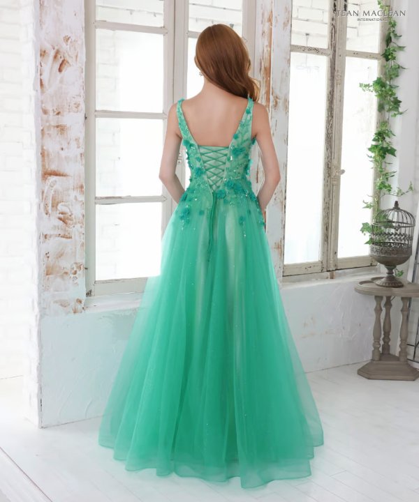 画像6: Lサイズあり【JEAN MACLEAN/ジャンマクレーン】ワンカラー/ 刺繍/ ネットレース/ ノースリーブ/ Aライン/ フレア/ ロングドレス/ キャバドレス long[OF2A]