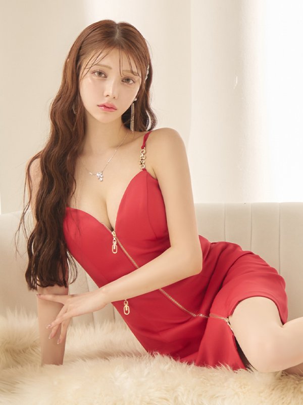 画像19: sugarオリジナルカラー・XSサイズあり【IRMA/イルマ】ワンカラー/ ニット/ ストレッチ/ フロントジップ/ キャミソール/ バックル/ タイト/ ミニドレス/ キャバドレス【HC02】