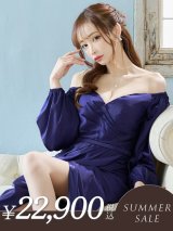 【サマーセール開催中！! 】Lサイズあり【JEAN MACLEAN/ジャンマクレーン】サテン/ オフショル/ ロングスリーブ/ 袖あり/ カシュクール/ スリット/ タイト/ ワンカラー/ ロングドレス/ キャバドレスlong[OF2A]