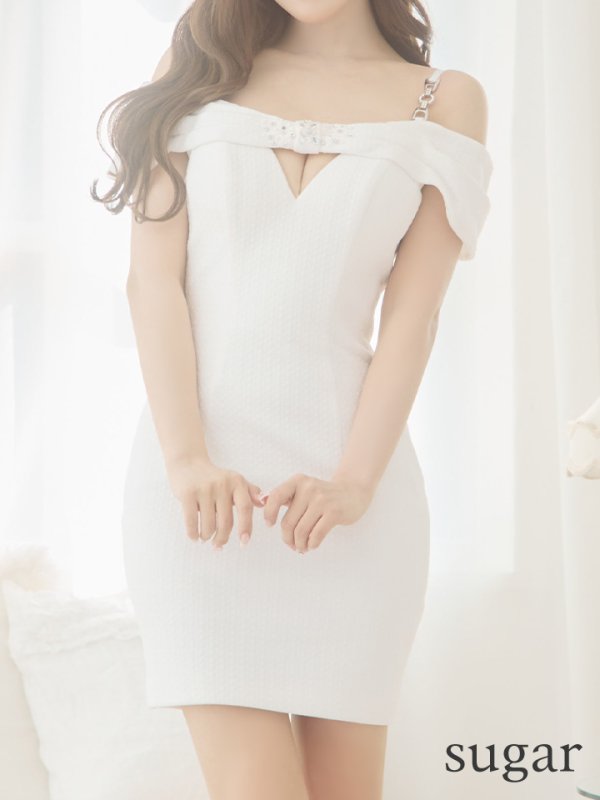 画像19: XSサイズあり【IRMA/イルマ】ワンカラー/ ビジュー/ カットアウト/ オフショル/ タイト/ ミニドレス/ キャバドレス【HC02】