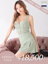 【決算SALE開催中！! 】XSサイズあり【Glossy/グロッシー】ベルトデザイン/ サイドプリーツ/ ノースリーブ/ フレア/ セットアップ/ ミニドレス/ キャバドレス[OF08]