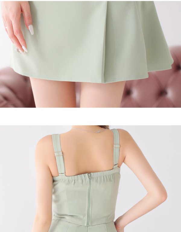 画像14: XSサイズあり【Glossy/グロッシー】ベルトデザイン/ サイドプリーツ/ ノースリーブ/ フレア/ セットアップ/ ミニドレス/ キャバドレス[OF08]