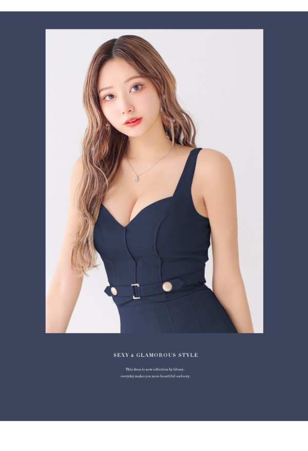 画像7: XSサイズあり【Glossy/グロッシー】ベルトデザイン/ サイドプリーツ/ ノースリーブ/ フレア/ セットアップ/ ミニドレス/ キャバドレス[OF08]