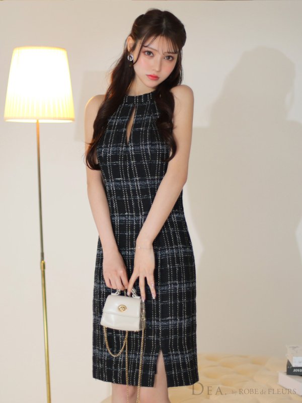 画像12: Lサイズあり【DEA./ディア】チェックツイード/ アメスリ/ バストカット/ タイト/ ミニドレス/ キャバドレス【OF08】