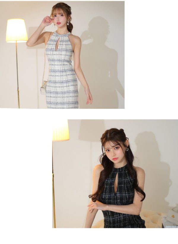 画像9: Lサイズあり【DEA./ディア】チェックツイード/ アメスリ/ バストカット/ タイト/ ミニドレス/ キャバドレス【OF08】
