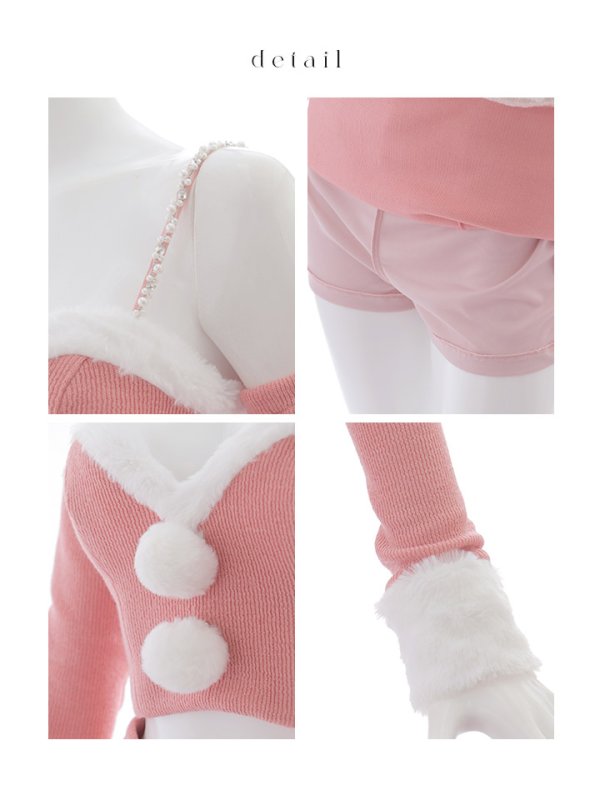 画像32: 【即日発送】【サンタコス 5点セット】【XS-Lサイズ/3カラー】オフショルダーロングスリーブセットアップサンタコスプレ[YMT]