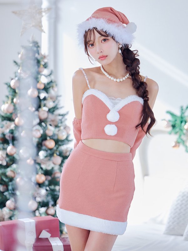 画像10: 【即日発送】【サンタコス 5点セット】【XS-Lサイズ/3カラー】オフショルダーロングスリーブセットアップサンタコスプレ[YMT]