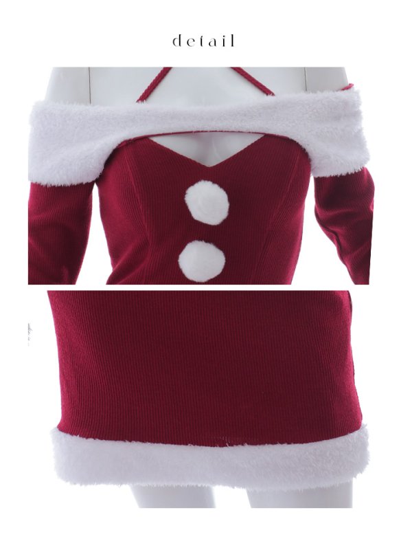 画像15: 【予約 / 11月中旬発送予定】【サンタコス 3点セット】【S-Lサイズ/1カラー】クロスネックバストオープンサンタコスプレ[YMT]