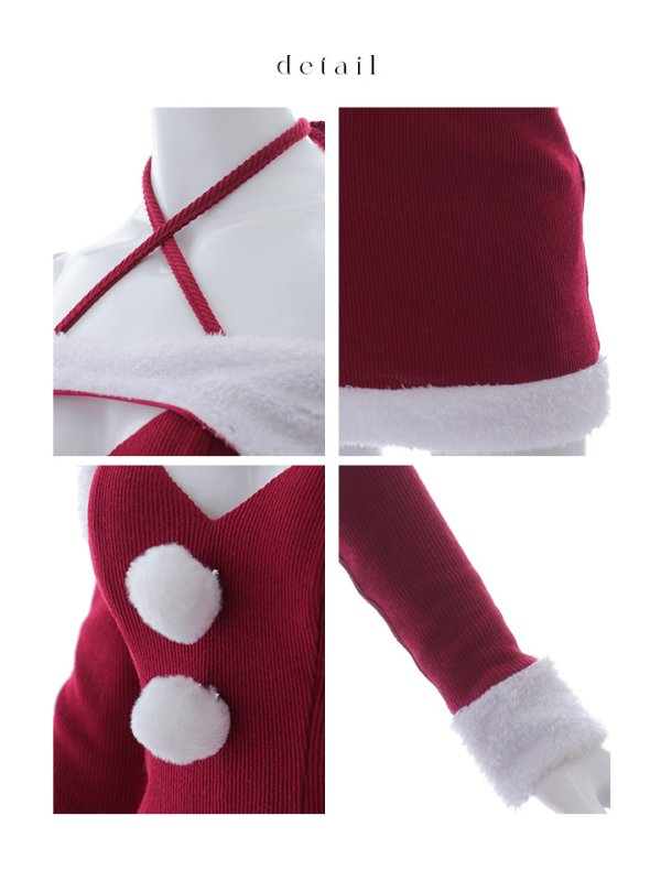 画像16: 【予約 / 11月中旬発送予定】【サンタコス 3点セット】【S-Lサイズ/1カラー】クロスネックバストオープンサンタコスプレ[YMT]