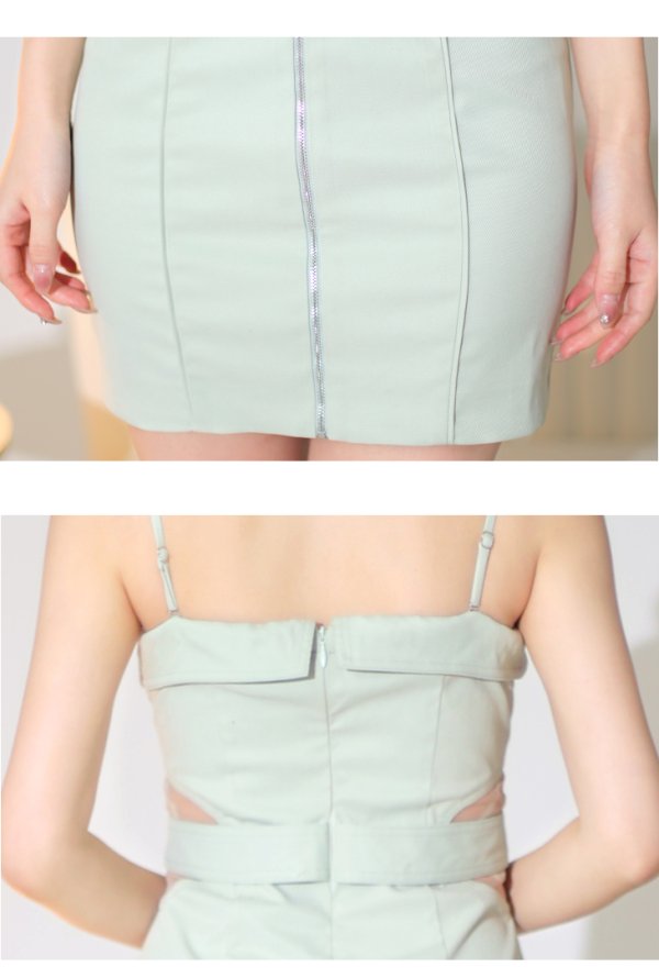 画像40: XSサイズあり【Glossy/グロッシー】フロントジッパー/ ベルト/ キャミソール/ シアー/ タイト/ ミニドレス/ キャバドレス[OF08]