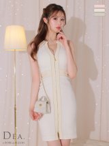 Lサイズあり【DEA.by ROBE de FLEURS/ディアバイローブドフルール】襟付き/ パイピングデザイン/ ノースリーブ/ フロントジップ/ ミディアム丈/ ワンピース/ ミディアムドレス/ キャバドレス[OF2]