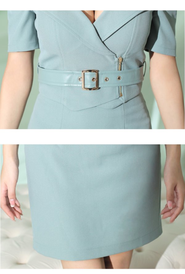 画像22: XSサイズあり【Glossy/グロッシー】レザーベルト/ パフスリーブ/ トラベル/ タイト/ セットアップ/ ミニドレス/ キャバドレス[OF08]