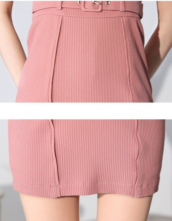 画像12: XSサイズあり【Glossy/グロッシー】ウエストカット/ ベルトデザイン/ シンプル/ タイト/ ミニドレス/ キャバドレス[OF08]