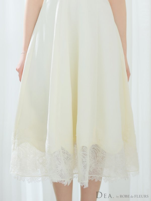 画像8: XS-Lサイズあり【DEA./ディア】裾レース/ ノースリーブ/ サマーツイード/ フレア/ ミディアムドレス/ キャバドレス【OF08】